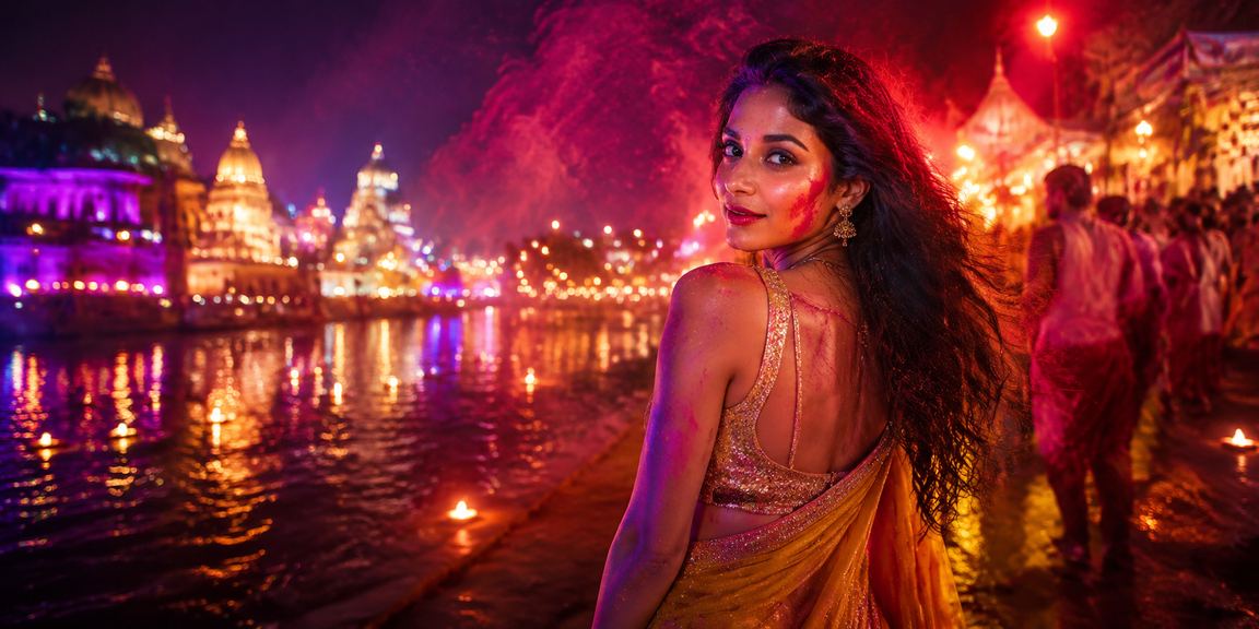 Colorful Holi festival celebrations with sports betting theme
